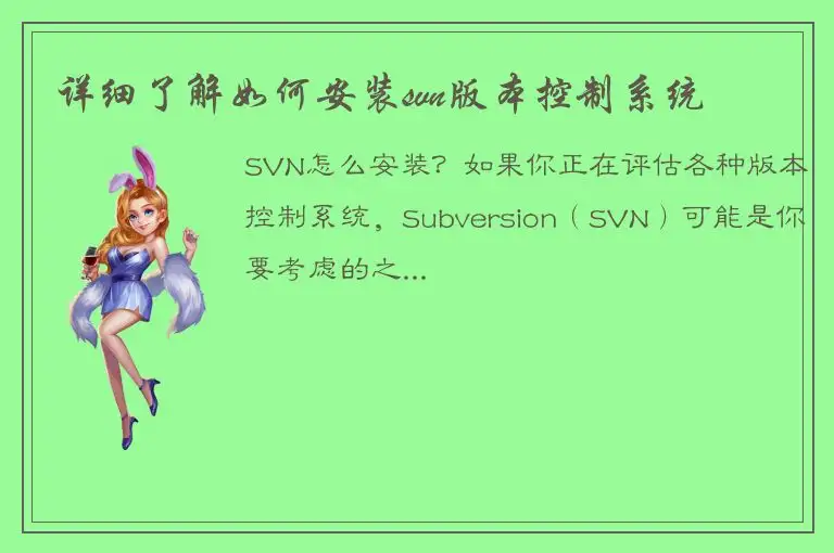 详细了解如何安装svn版本控制系统