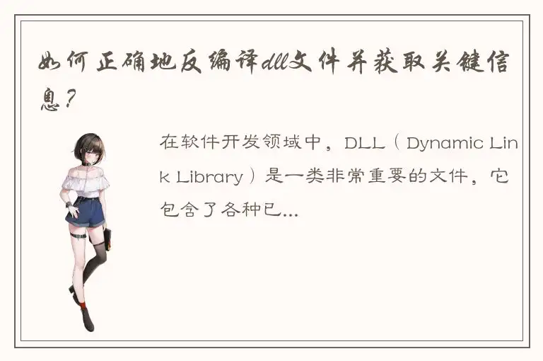 如何正确地反编译dll文件并获取关键信息？