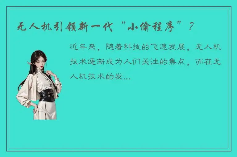 无人机引领新一代“小偷程序”？