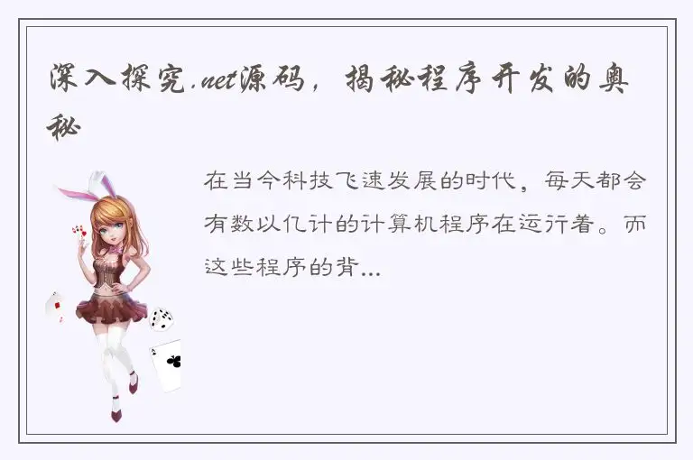 深入探究.net源码，揭秘程序开发的奥秘
