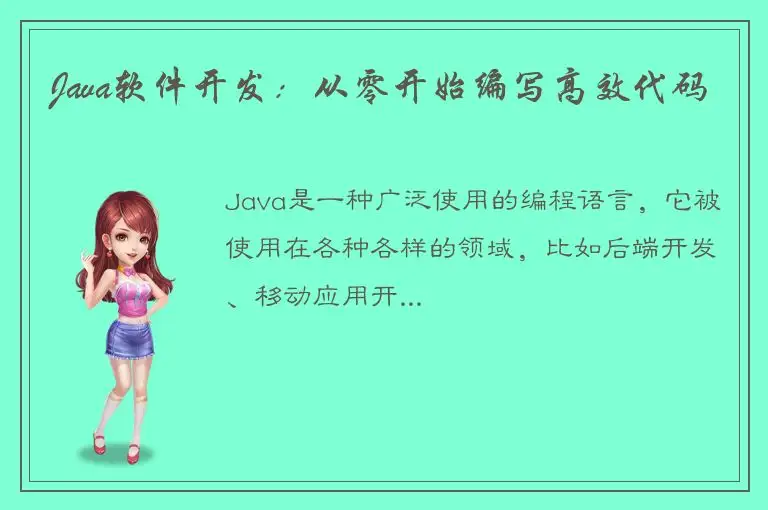 Java软件开发：从零开始编写高效代码