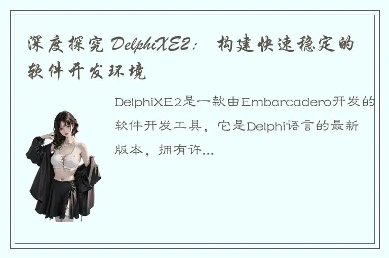 深度探究 DelphiXE2： 构建快速稳定的软件开发环境