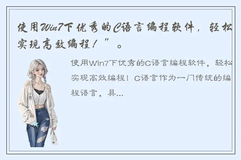 使用Win7下优秀的C语言编程软件，轻松实现高效编程！”。