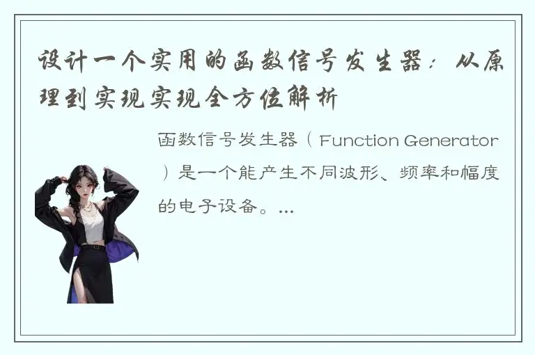 设计一个实用的函数信号发生器：从原理到实现实现全方位解析