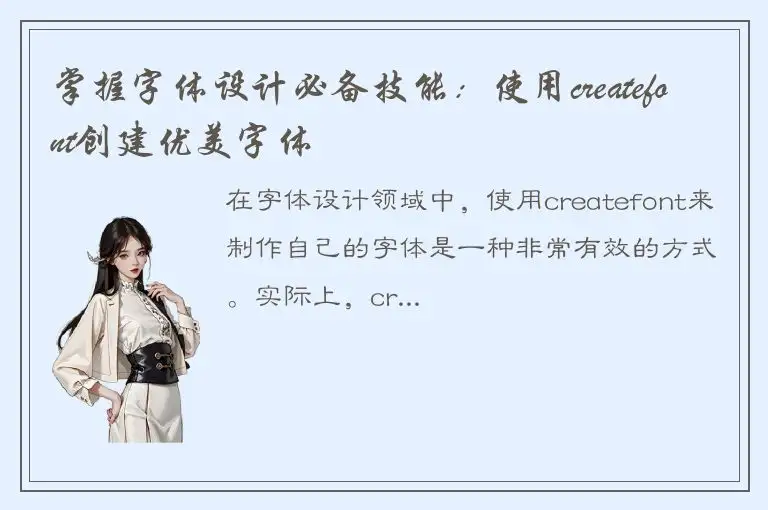 掌握字体设计必备技能：使用createfont创建优美字体