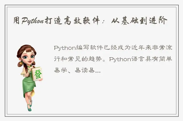 用Python打造高效软件：从基础到进阶