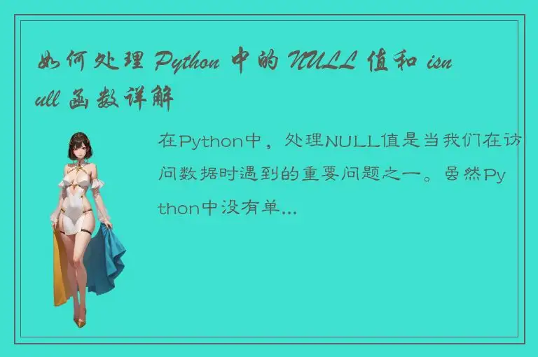 如何处理 Python 中的 NULL 值和 isnull 函数详解