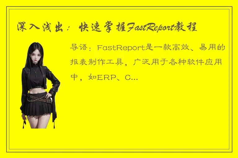 深入浅出：快速掌握FastReport教程