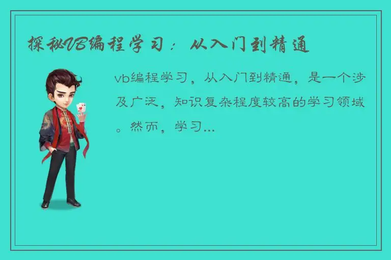 探秘VB编程学习：从入门到精通