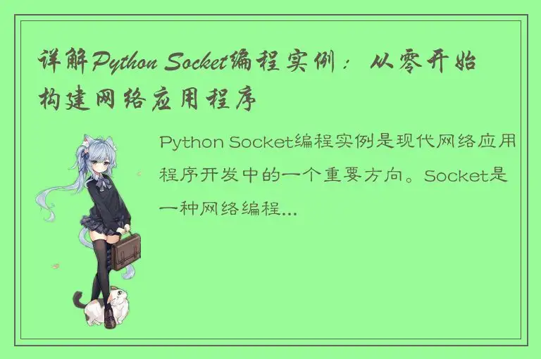详解Python Socket编程实例：从零开始构建网络应用程序