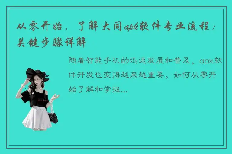从零开始，了解大同apk软件专业流程：关键步骤详解