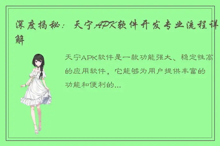 深度揭秘：天宁APK软件开发专业流程详解