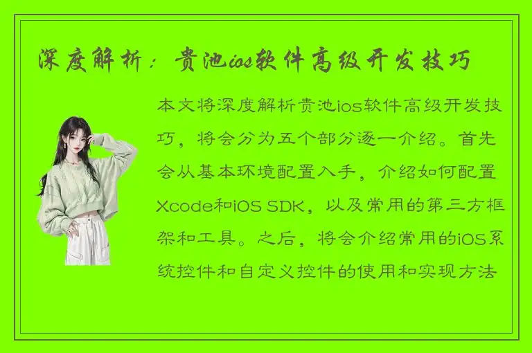 深度解析：贵池ios软件高级开发技巧