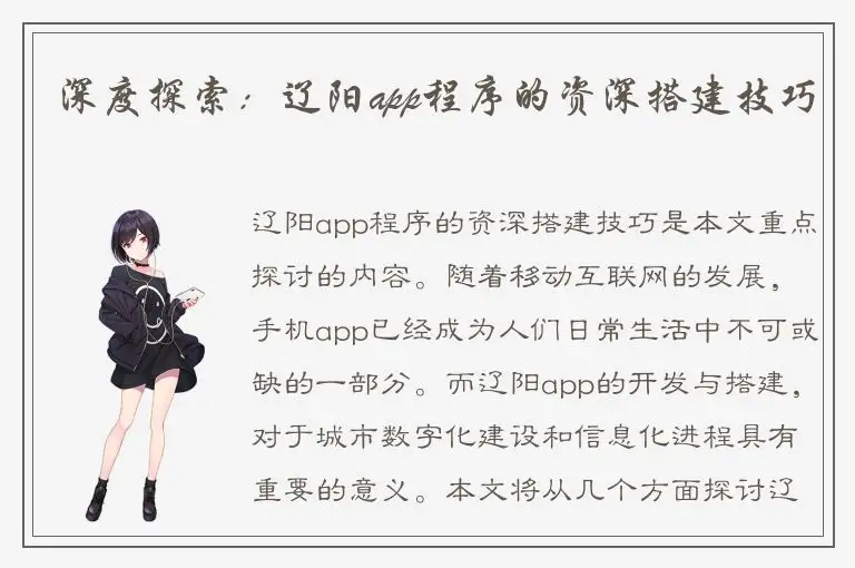 深度探索：辽阳app程序的资深搭建技巧