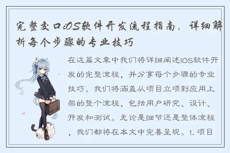 完整交口iOS软件开发流程指南，详细解析每个步骤的专业技巧