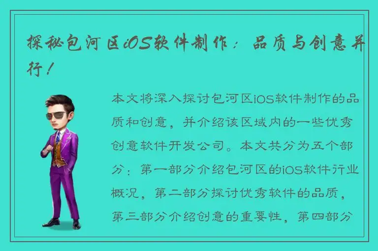 探秘包河区iOS软件制作：品质与创意并行！
