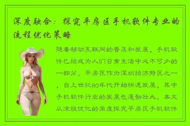 深度融合：探究平房区手机软件专业的流程优化策略