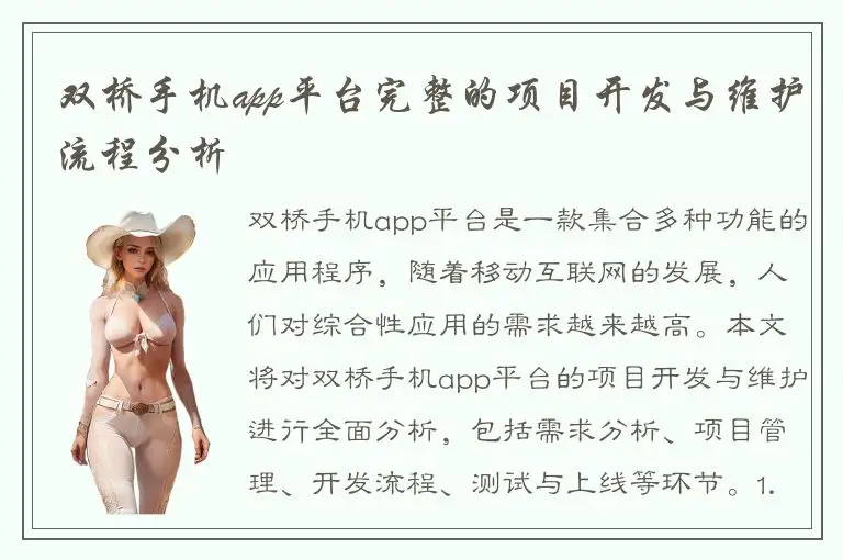 双桥手机app平台完整的项目开发与维护流程分析