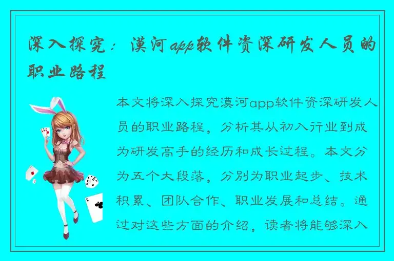 深入探究：漠河app软件资深研发人员的职业路程