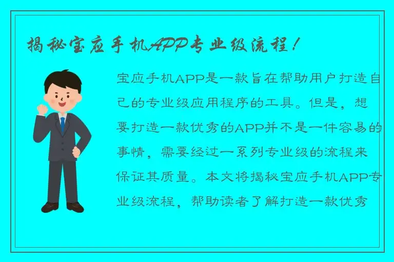 揭秘宝应手机APP专业级流程！