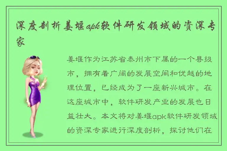 深度剖析姜堰apk软件研发领域的资深专家