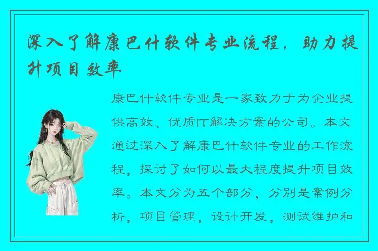深入了解康巴什软件专业流程，助力提升项目效率