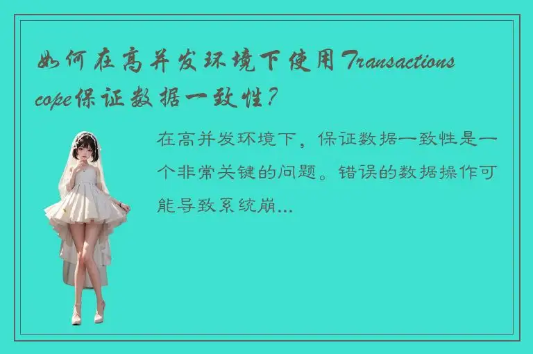 如何在高并发环境下使用Transactionscope保证数据一致性？