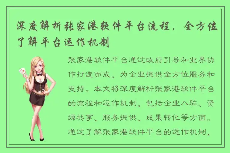 深度解析张家港软件平台流程，全方位了解平台运作机制