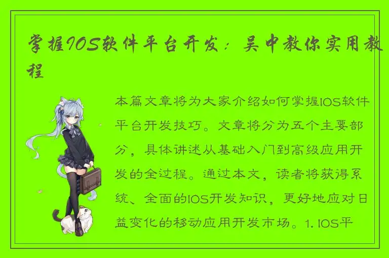 掌握IOS软件平台开发：吴中教你实用教程