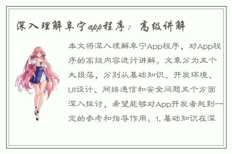 深入理解阜宁app程序：高级讲解