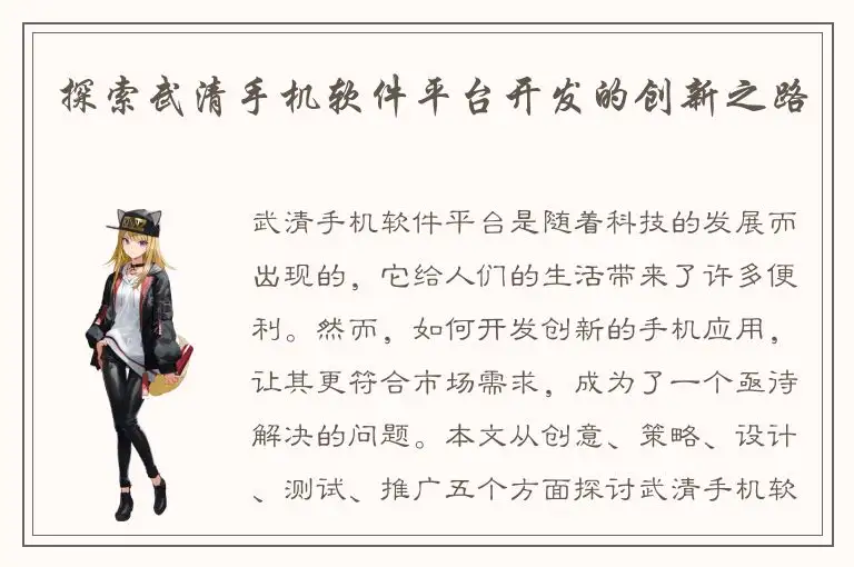 探索武清手机软件平台开发的创新之路