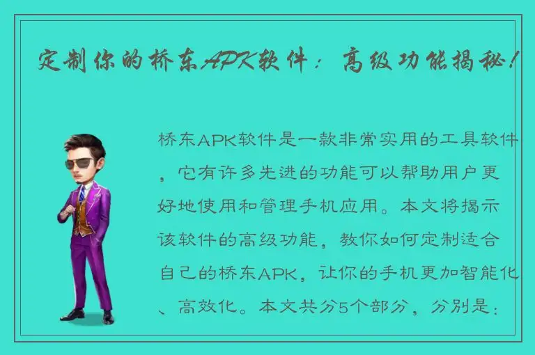 定制你的桥东APK软件：高级功能揭秘！