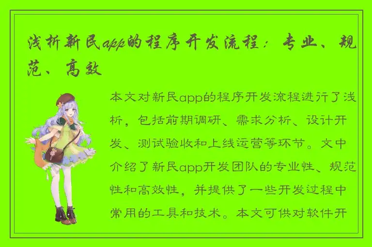 浅析新民app的程序开发流程：专业、规范、高效