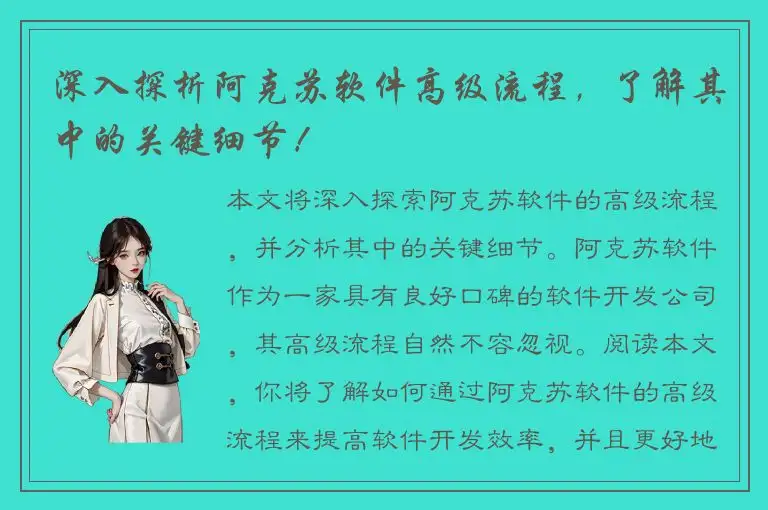 深入探析阿克苏软件高级流程，了解其中的关键细节！