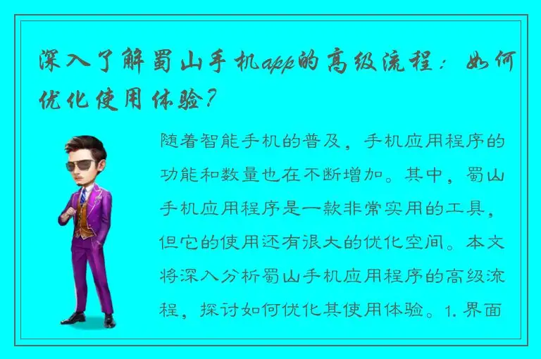 深入了解蜀山手机app的高级流程：如何优化使用体验？