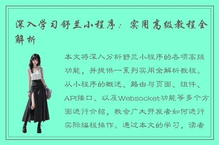 深入学习舒兰小程序：实用高级教程全解析