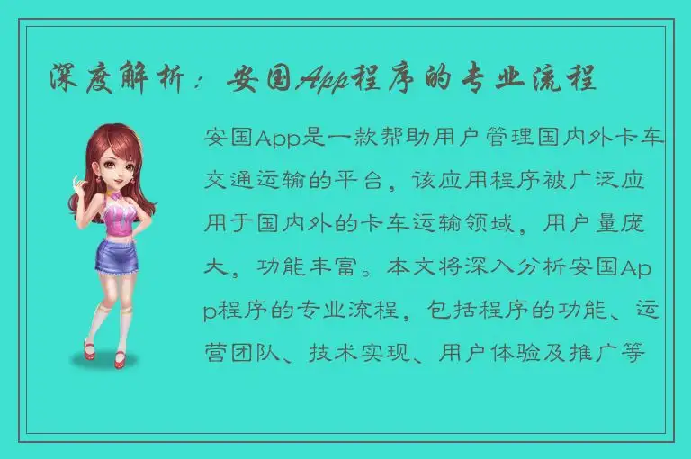 深度解析：安国App程序的专业流程