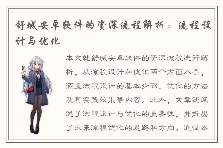 舒城安卓软件的资深流程解析：流程设计与优化