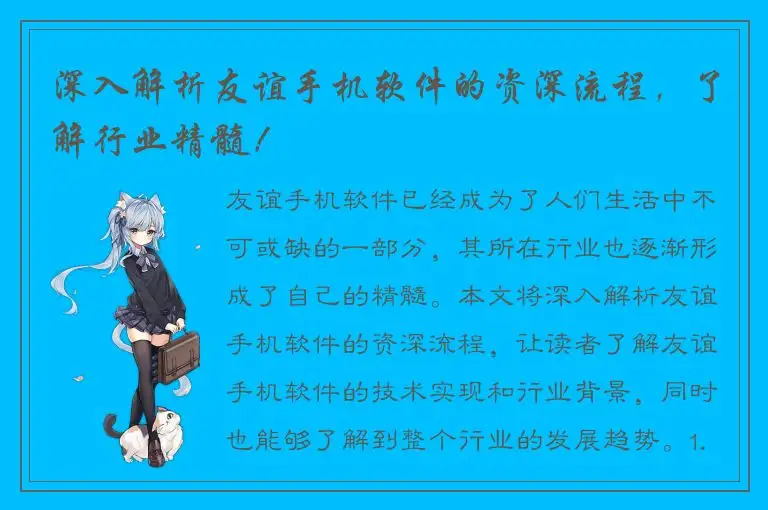 深入解析友谊手机软件的资深流程，了解行业精髓！