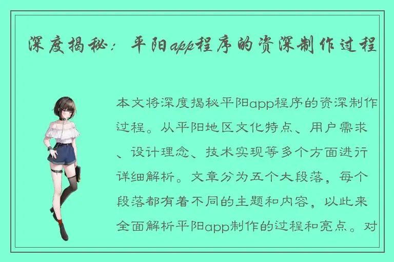 深度揭秘：平阳app程序的资深制作过程