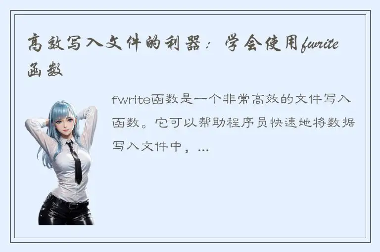 高效写入文件的利器：学会使用fwrite函数