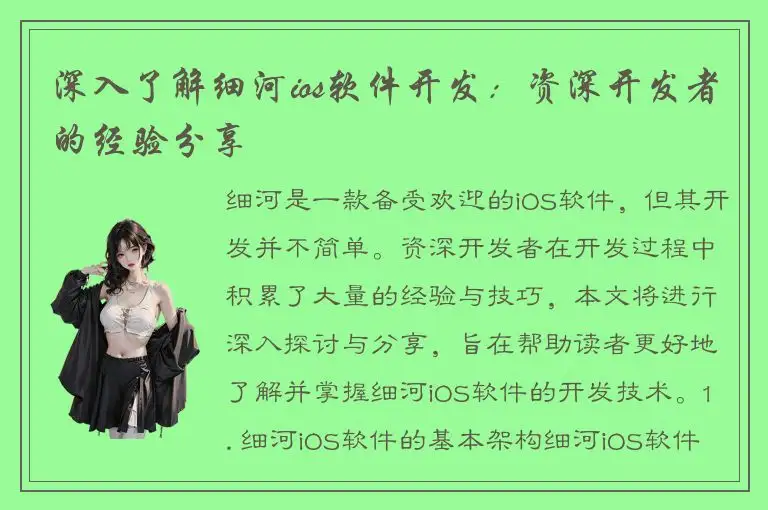 深入了解细河ios软件开发：资深开发者的经验分享