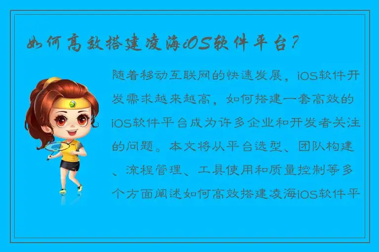如何高效搭建凌海iOS软件平台？