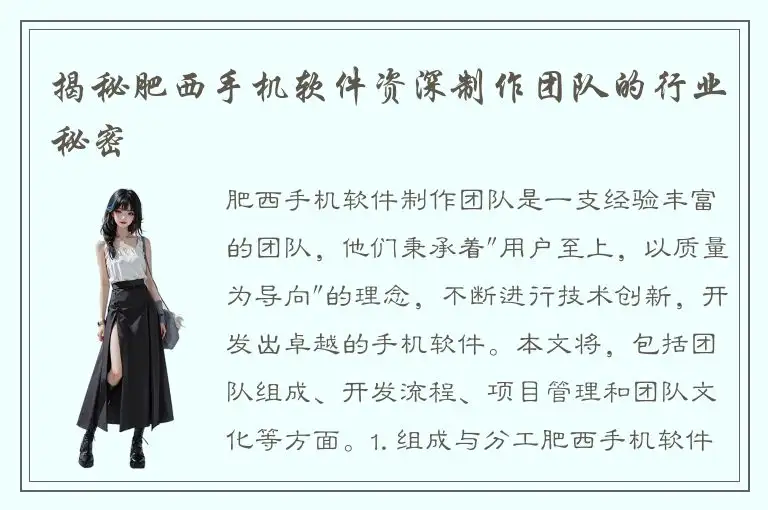 揭秘肥西手机软件资深制作团队的行业秘密