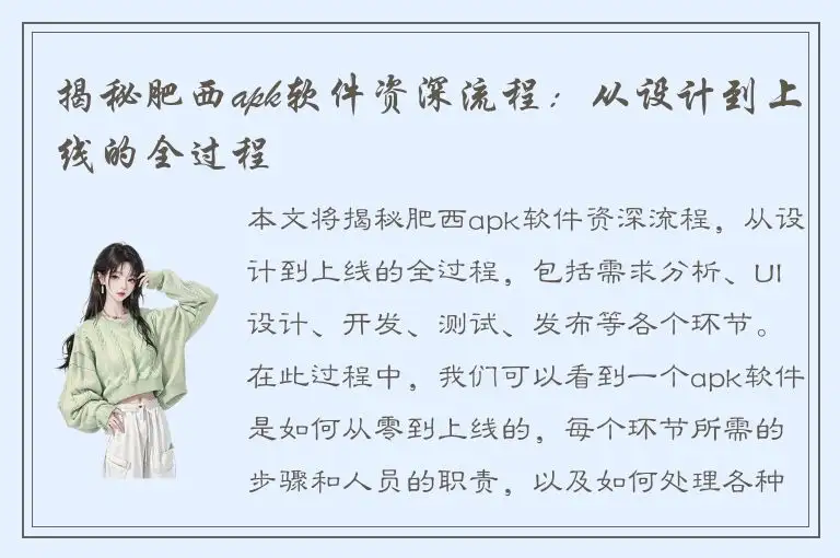 揭秘肥西apk软件资深流程：从设计到上线的全过程