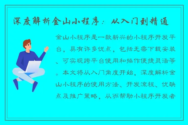 深度解析金山小程序：从入门到精通