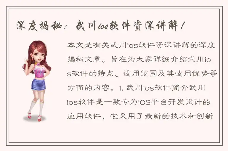 深度揭秘：武川ios软件资深讲解！