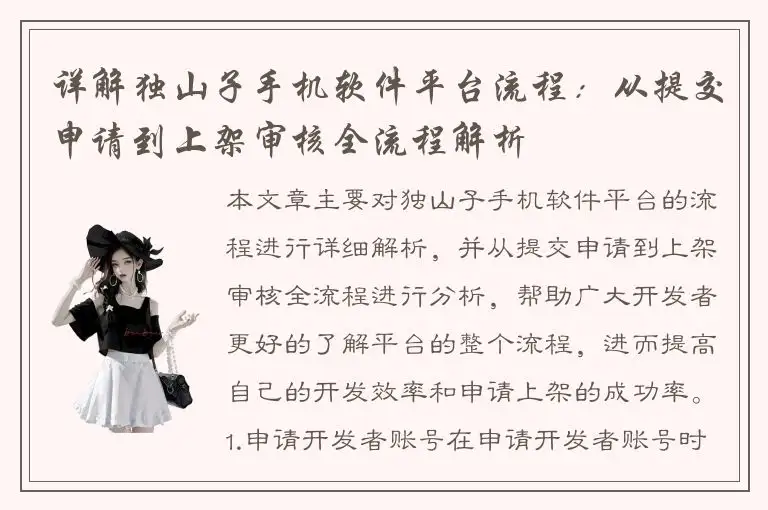 详解独山子手机软件平台流程：从提交申请到上架审核全流程解析