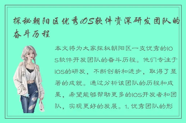 探秘朝阳区优秀iOS软件资深研发团队的奋斗历程