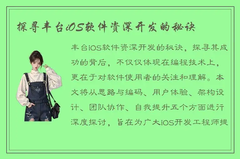 探寻丰台iOS软件资深开发的秘诀